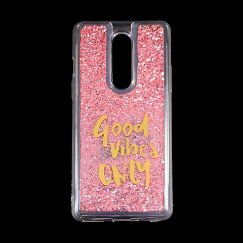 Pink Good Vibes Glitter Case For Oneplus 7 Pro