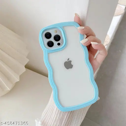 Light Blue Zig Zag Frame  Silicon Case for Apple Iphone 12 Pro Max