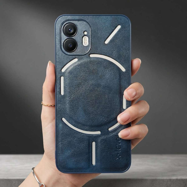 X-LEVEL Blue Leather Case for Nothing Phone 2