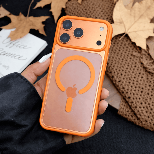 Orange MagSafe Clear Transparent Silicone case for Apple iphone 17 Pro