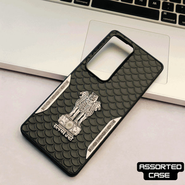 Black Satyameva Jayate embossed Leather Case for Vivo V30