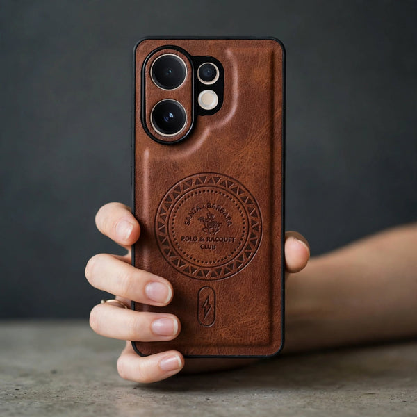 Santa Crest Brown Leather Case for Vivo V60