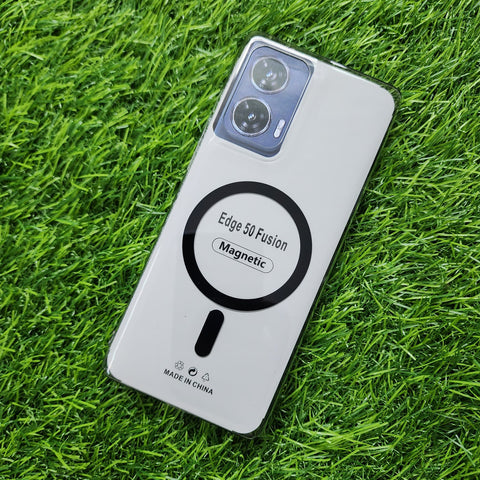 Black Shine Magsafe Transparent Case for Motorola Edge 50 Fusion