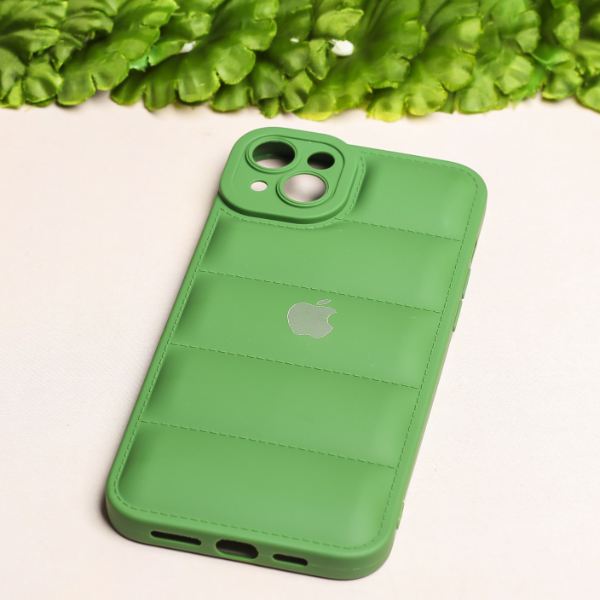 Dark Green Puffon silicone case for Apple iPhone 15 Plus