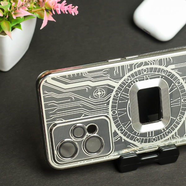 Silver Watch Machine Logo Cut Transparent Case for Oneplus Nord CE 2 Lite