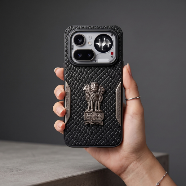 Black Satyameva Jayate embossed Leather Case for Nothing Phone 4a Pro