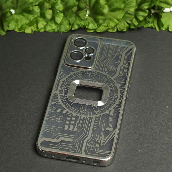 Silver Watch Machine Logo Cut Transparent Case for Oneplus Nord CE 2 Lite