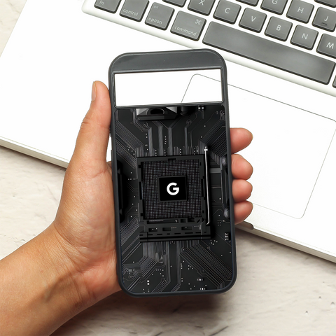 Microchip metal back case for Google Pixel 8