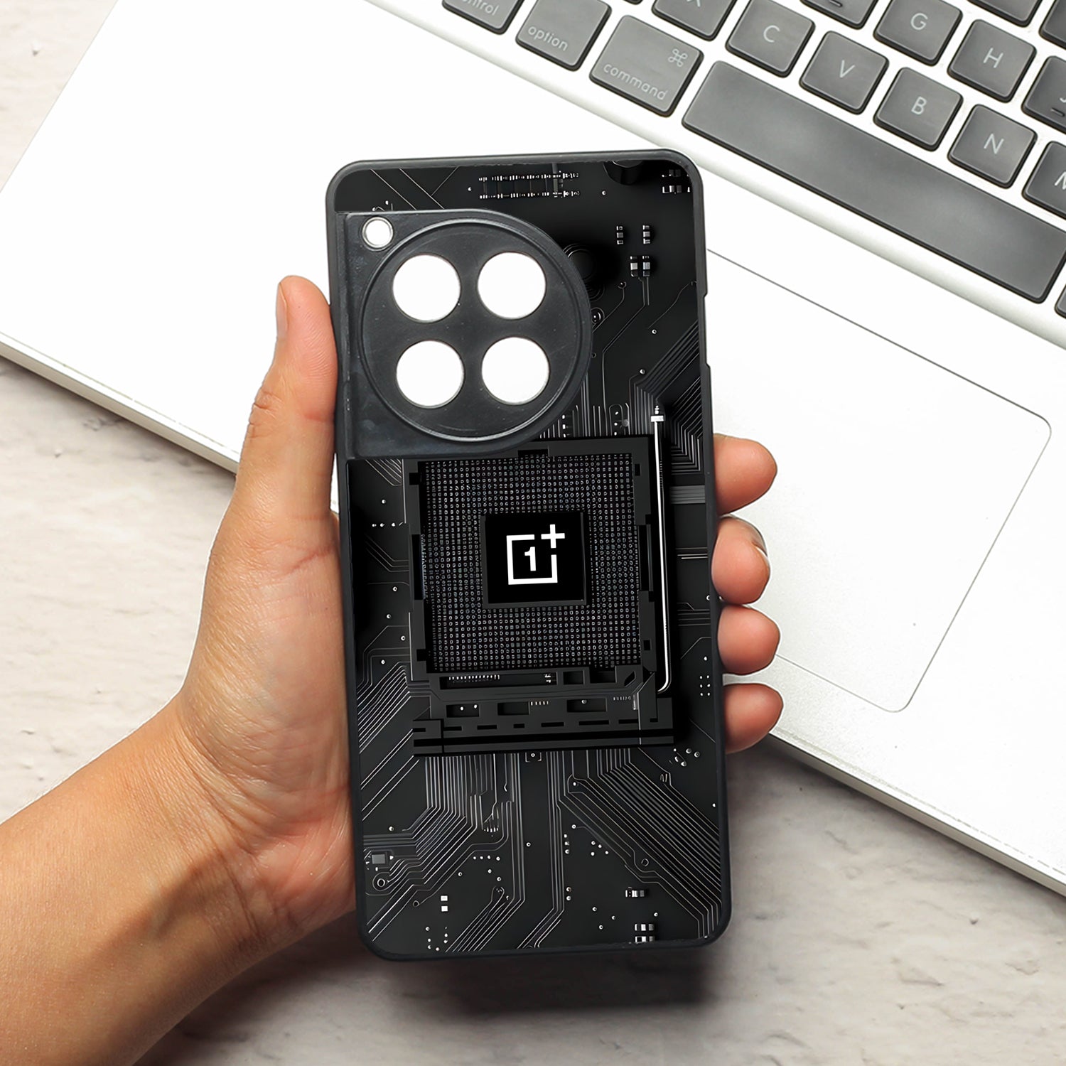 Microchip metal back case for Oneplus 12R