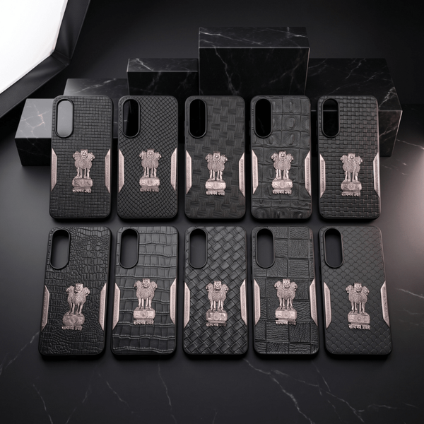 Black Satyameva Jayate embossed Leather Case for Vivo V70 Fe