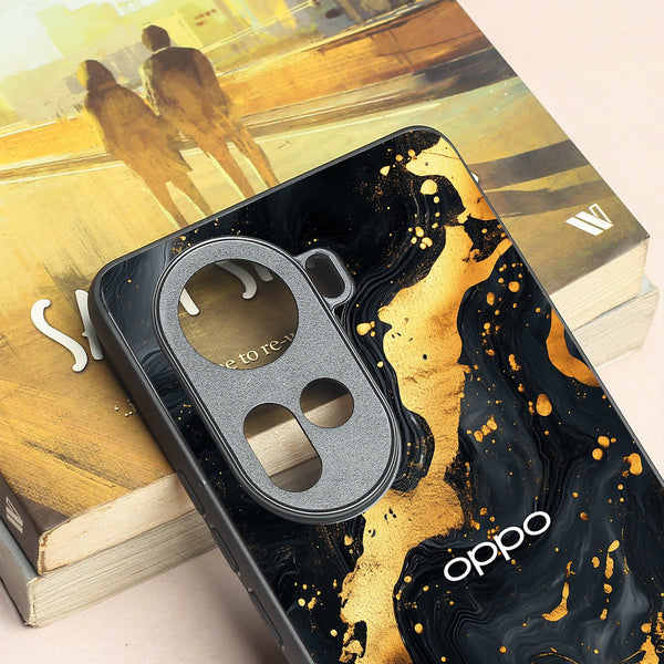 Black Gold Blaze  metal back case for Oppo Reno 11