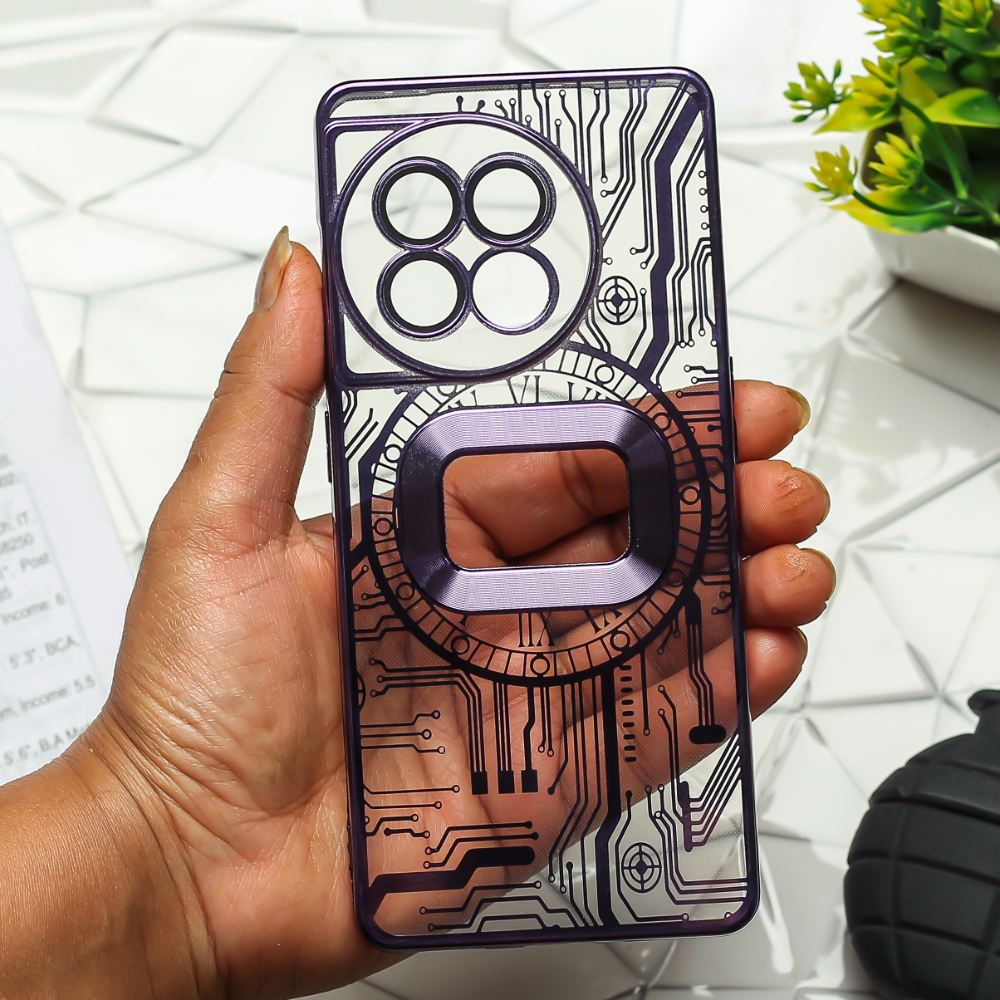 Purple Watch Machine Logo Cut Transparent Case for Oneplus 11