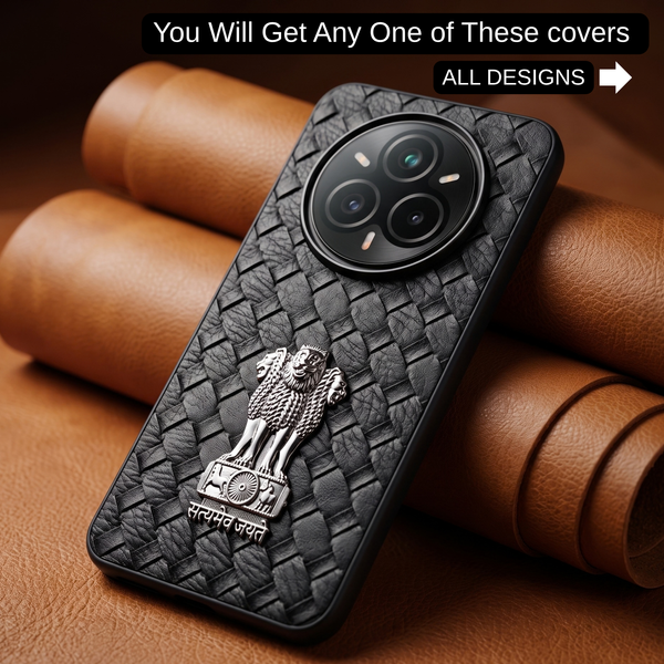 Black Satyameva Jayate embossed Leather Case for Realme 14 Pro Plus
