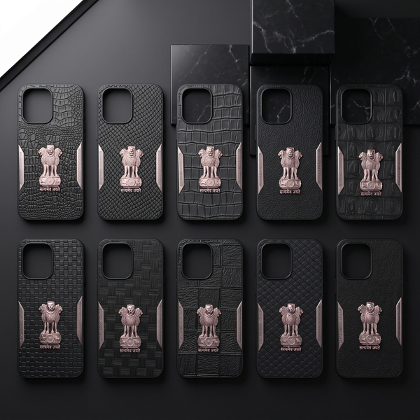 Black Satyameva Jayate embossed Leather Case for Vivo T5x