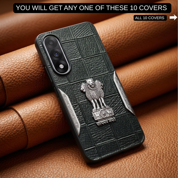 Black Satyameva Jayate embossed Leather Case for Oneplus Nord 5