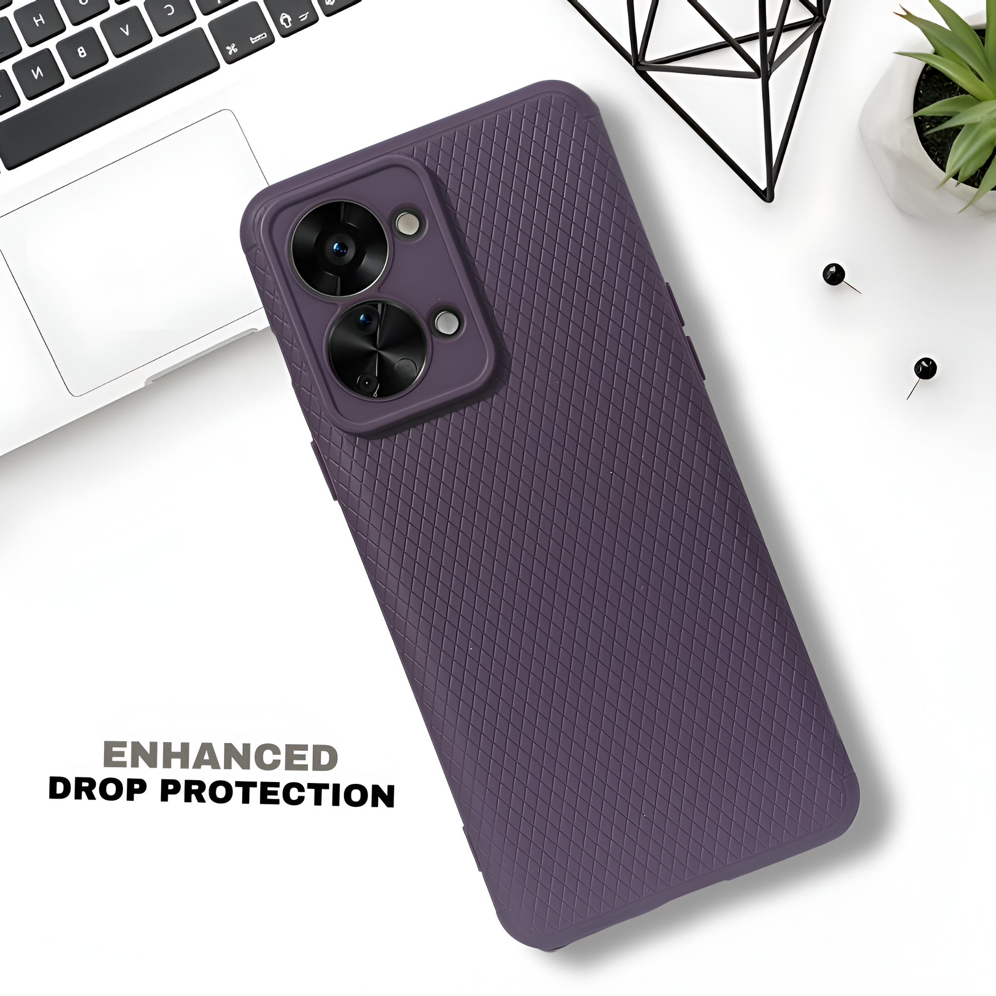 Deep Purple Line Wave Silicone Case for Oneplus Nord 2T