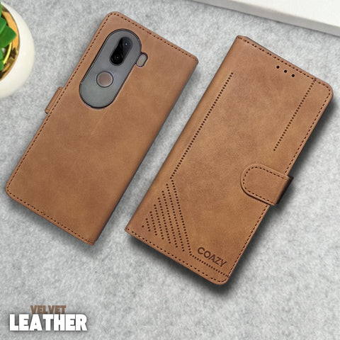 Velvet Brown Flip Leather Case for Vivo V40E