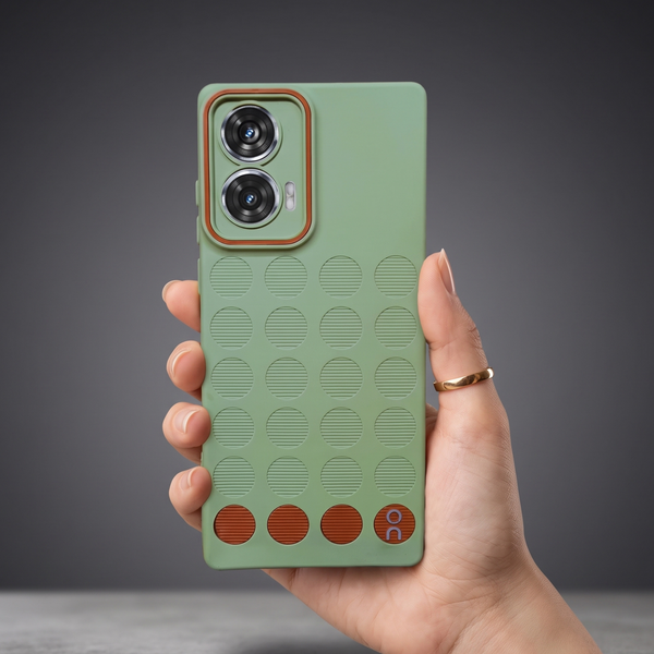 Stack Green (Brown circle) Silicone Case for Motorola Edge 50 Fusion