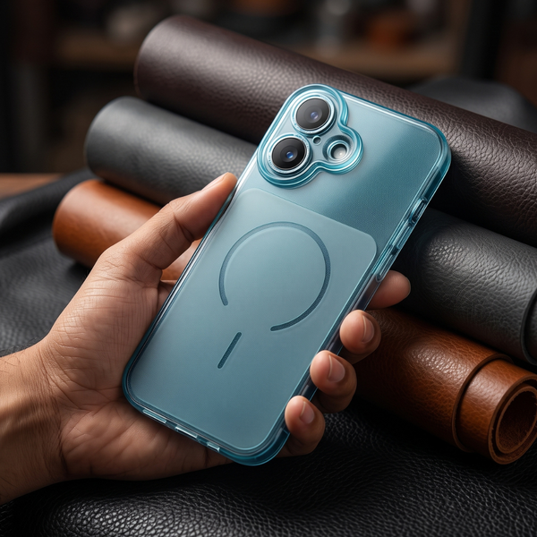 Light Blue Amber Silicone Case for Apple iphone 17