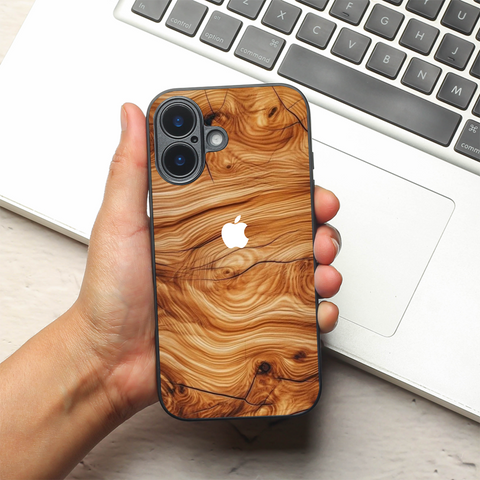 Classic Wood metal back case for Apple Iphone 17