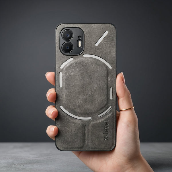 X-LEVEL Grey Leather Case for Nothing Phone 2