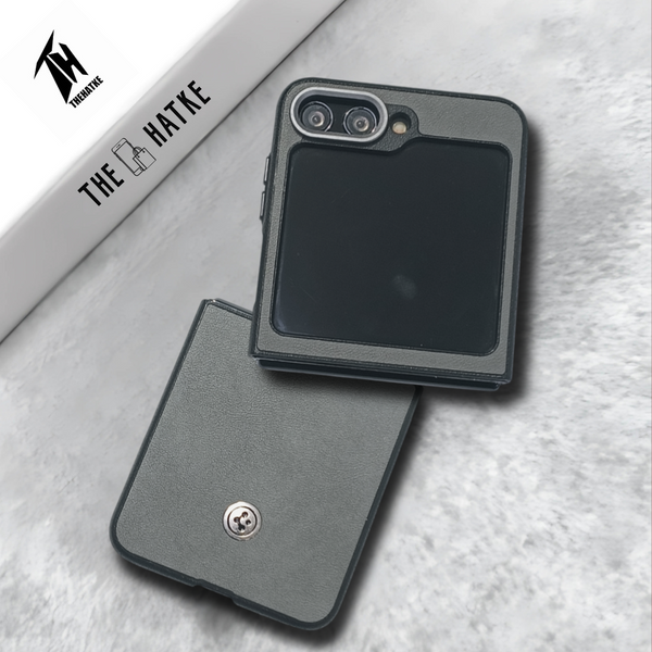 Grey Classy Leather Case for Samsung Galaxy Z FLIP 6