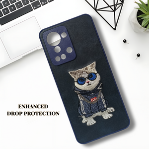 Blue`Leather Cute Cat Camera Ornamented for Oneplus Nord 2T