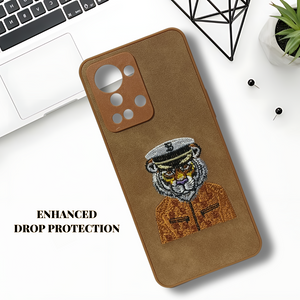Brown Leather Captain Lion Camera Ornamented for Oneplus Nord 2T