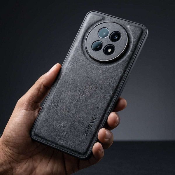 X-LEVEL Black  Leather Case for Realme 12x