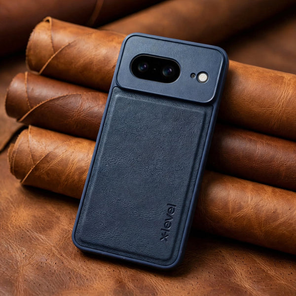 X-LEVEL Blue Leather Case for Google pixel 8