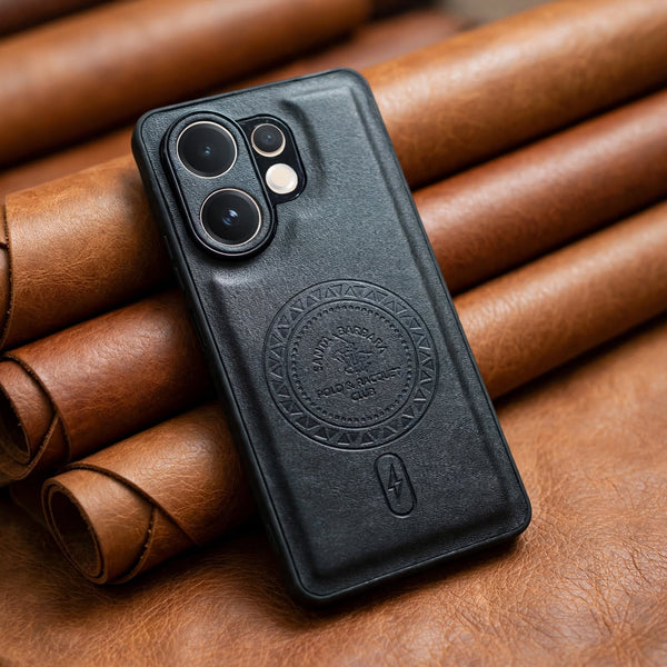 Santa Crest Black Leather Case for Vivo V60
