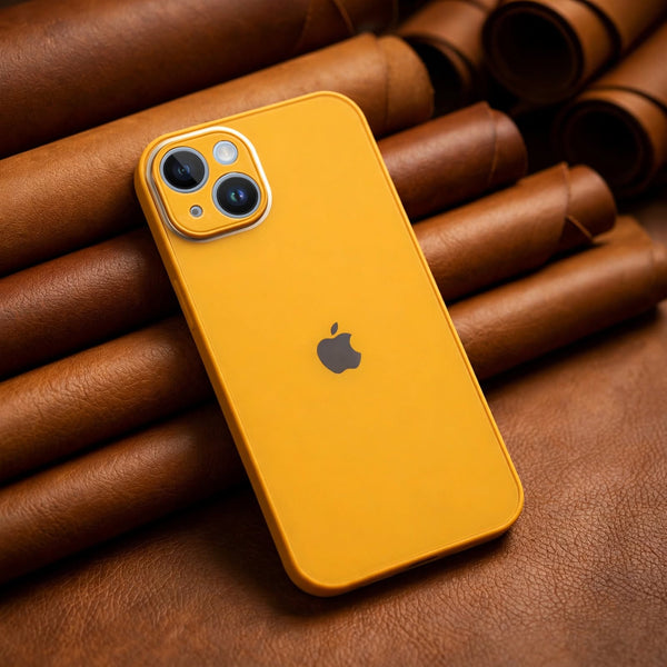 Yellow camera Safe mirror case for Apple iphone 14 plus