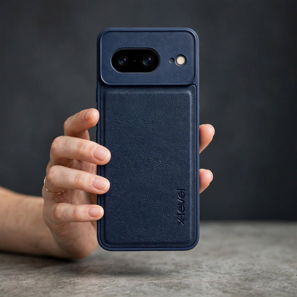 X-LEVEL Blue Leather Case for Google pixel 8