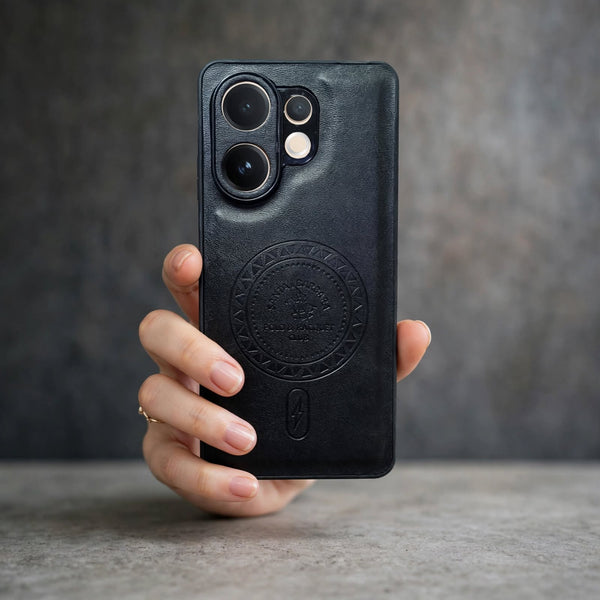 Santa Crest Black Leather Case for Vivo V60