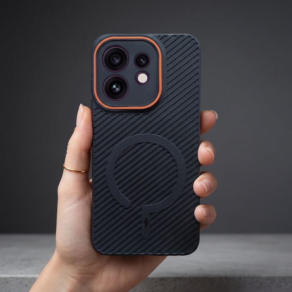 Gripon Black (ORANGE RING) Silicone Case for Oppo Reno 16