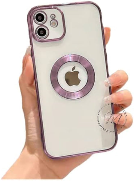 Pink 6D Chrome Logo Cut Transparent Case for Apple iphone 11