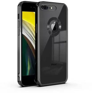 Black 6D Chrome Logo Cut Transparent Case for Apple iphone 8 Plus