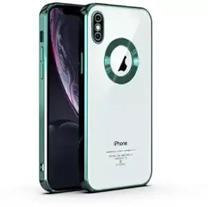 Green 6D Chrome Logo Cut Transparent Case for Apple iphone Xs Max