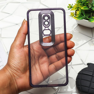 Purple 6D Chrome Logo Cut Transparent Case for Oneplus 6