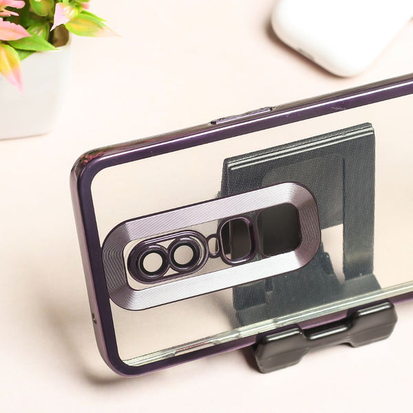 Purple 6D Chrome Logo Cut Transparent Case for Oneplus 6