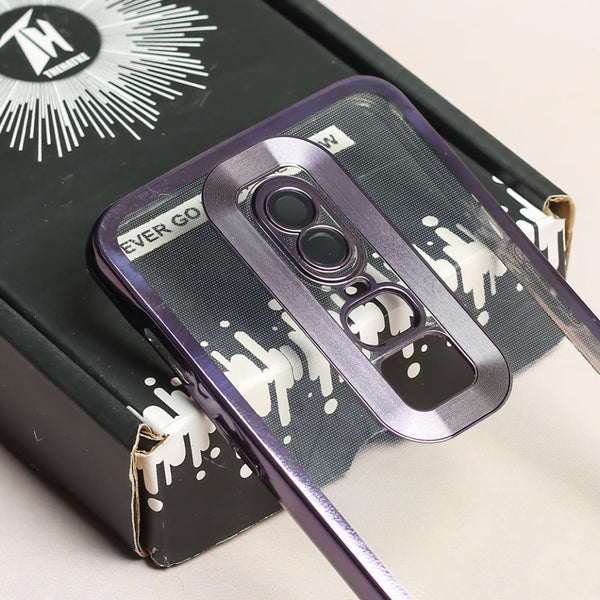 Purple 6D Chrome Logo Cut Transparent Case for Oneplus 6