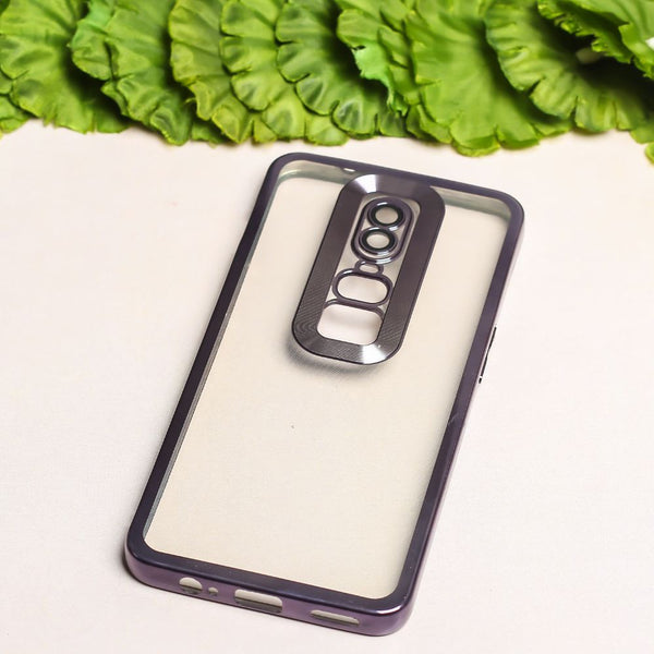 Purple 6D Chrome Logo Cut Transparent Case for Oneplus 6