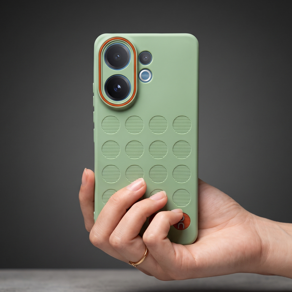 Stack Green (Brown circle) Silicone Case for Vivo V60