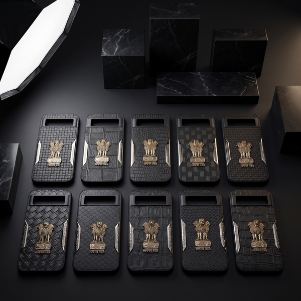 Black Satyameva Jayate embossed Leather Case for Google Pixel 8a