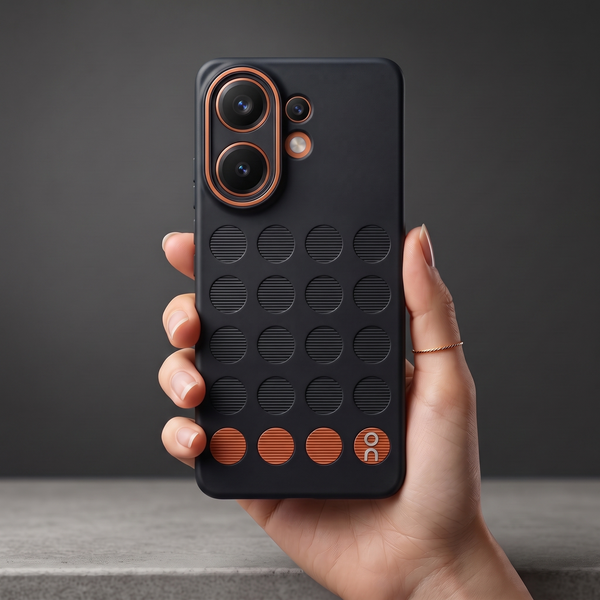Stack Black (ORANGE CIRCLE) Silicone Case for Vivo V60