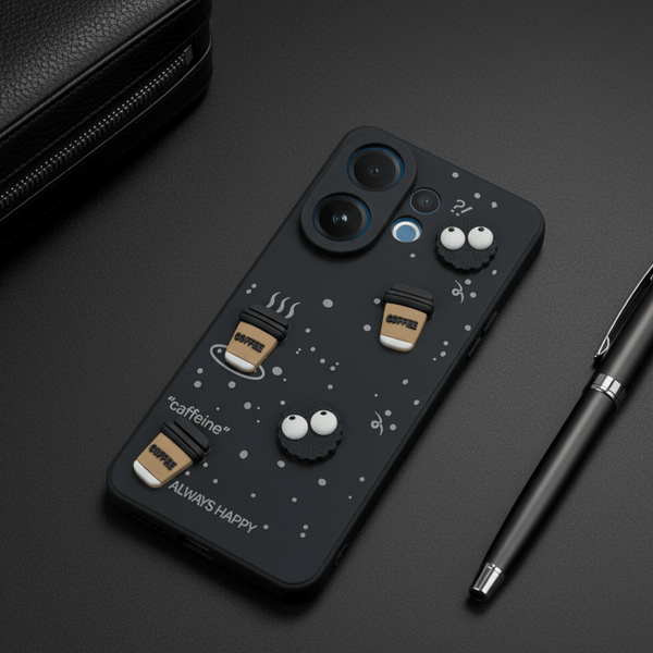 Black COFFEE (ALWAYS HAPPY) Silicone case for Vivo V60