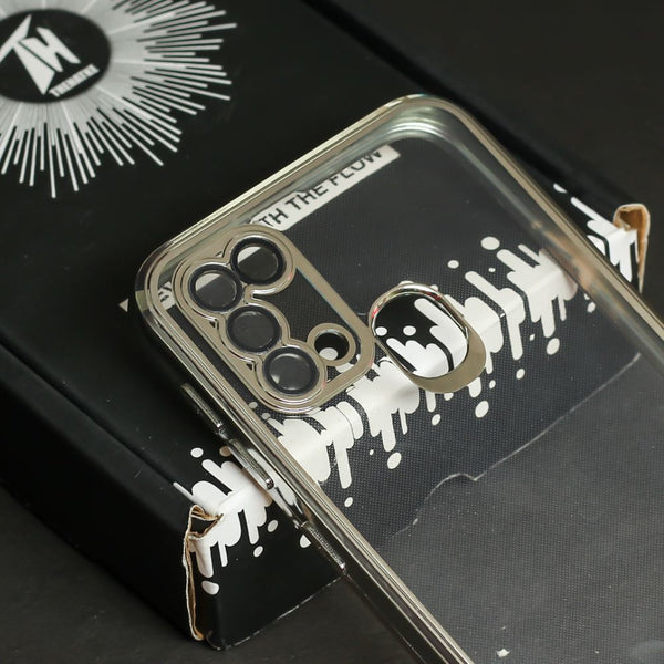 Silver 6D Chrome Logo Cut Transparent Case for Samsung M30s