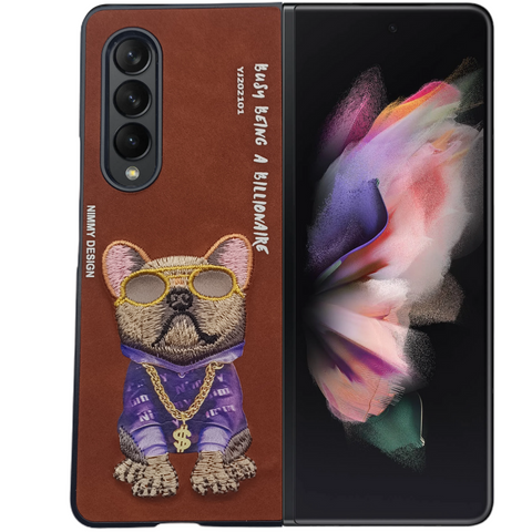 Brown Leather Billionaire Ornamented for Samsung Galaxy Z Fold 4