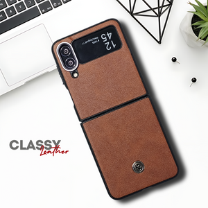 Brown Classy Leather Case for Samsung Galaxy Z FLIP 4