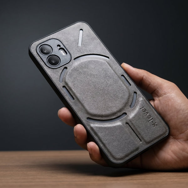 X-LEVEL Grey Leather Case for Nothing Phone 2